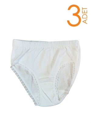 Malabadi  3 Lü Beyaz Cotton Ribana  Kız Çocuk  Külot 308
