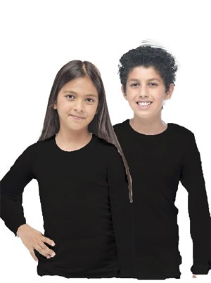 Malabadi Siyah Uzun Kollu Unisex Çocuk Termal Fanila İçlik 405