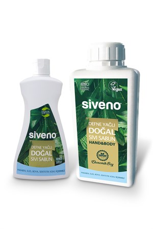 Siveno 2'li Doğal Sıvı Sabun Seti Defne Yağlı Doğal Sıvı Sabun 1000 ml + 300 ml